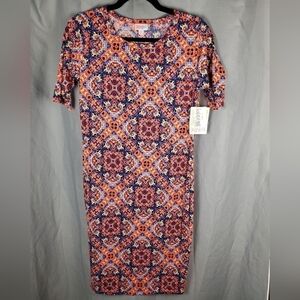 NWT Lularoe Julia, multicolored geometric pattern, size S